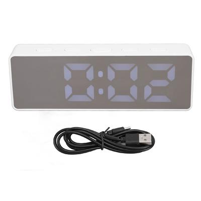 Cyfrowy budzik LED z wyświetlaczem czasu, daty i temperatury. Stylowy wygląd. Zegar elektryczny do sypialni.