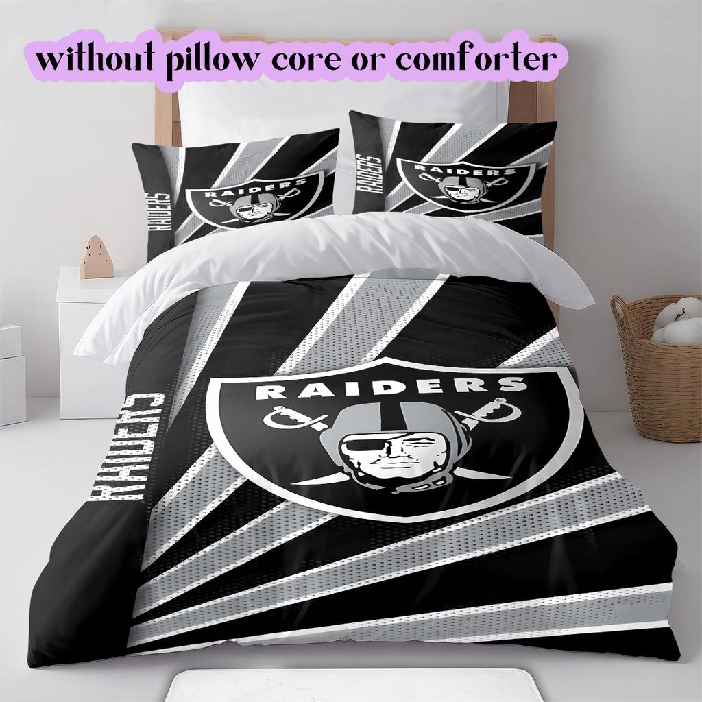 Las Vegas Raiders Vzor Povlečení Přikrývka Sada Povlak na přikrývku Povlak na polštář Domácí Dekorace Narozeninový Dárek (1 * povlak na peřinu + 2 * povlak na polštář, bez jádra)
