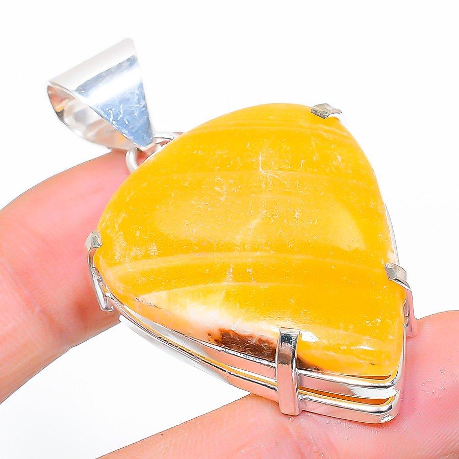 

Yellow Septarian Gemstone Handmade Ethnic Jewelry Pendant 2.09 VR-3552