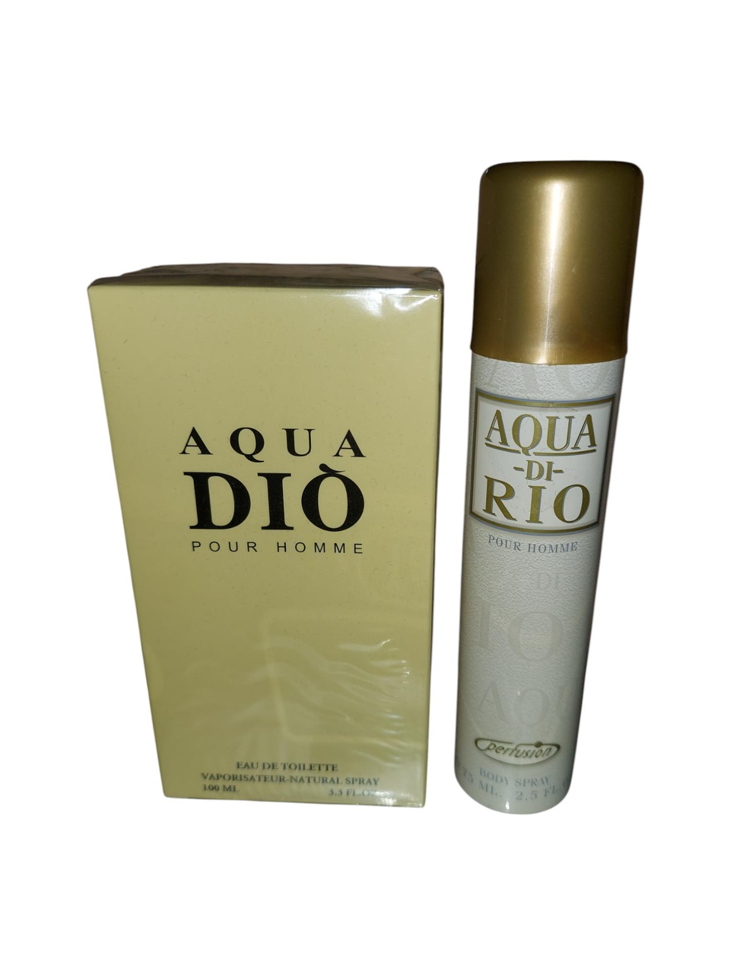 

Парфум AQUA di RIO + дезодорант-спрей для тіла та туалетна вода AQUA DIO Pour Homme для чоловіків 100 мл + 75 мл - 5 рідких унцій 100 ml + 75 ml