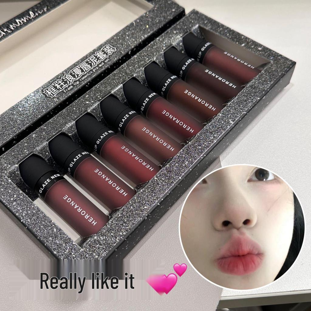 Frame Post Romantic Lip Mud Set - Soft Matte Velvet, Easy-Apply, Natural Whitening Lipstick