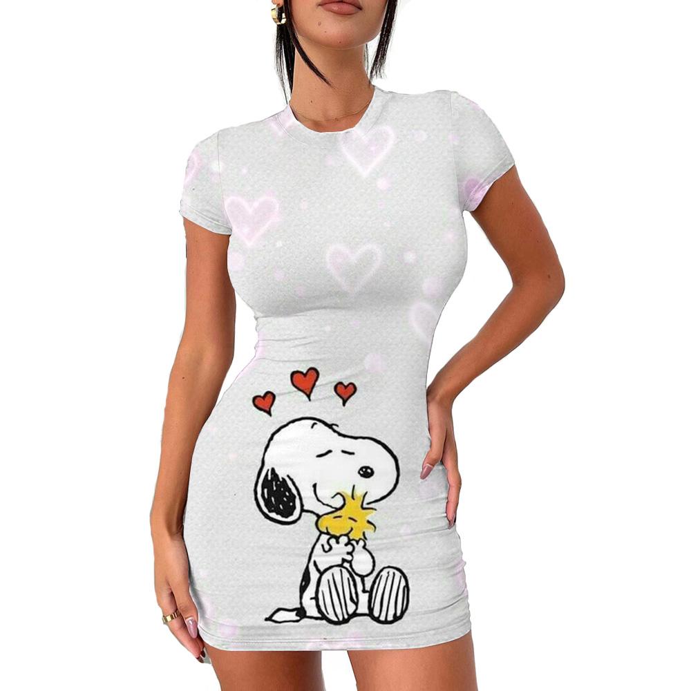 2026 Summer Disney Stitch 3D Cartoon Printed Girl Dress Short Sleeve Women's/Adult Parent-Child Dress Kawaii Beach Party Dress