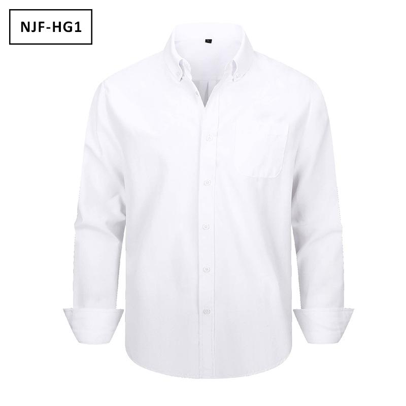 Men Long Sleeve Solid Color Casual Oxford Shirt Plus Size