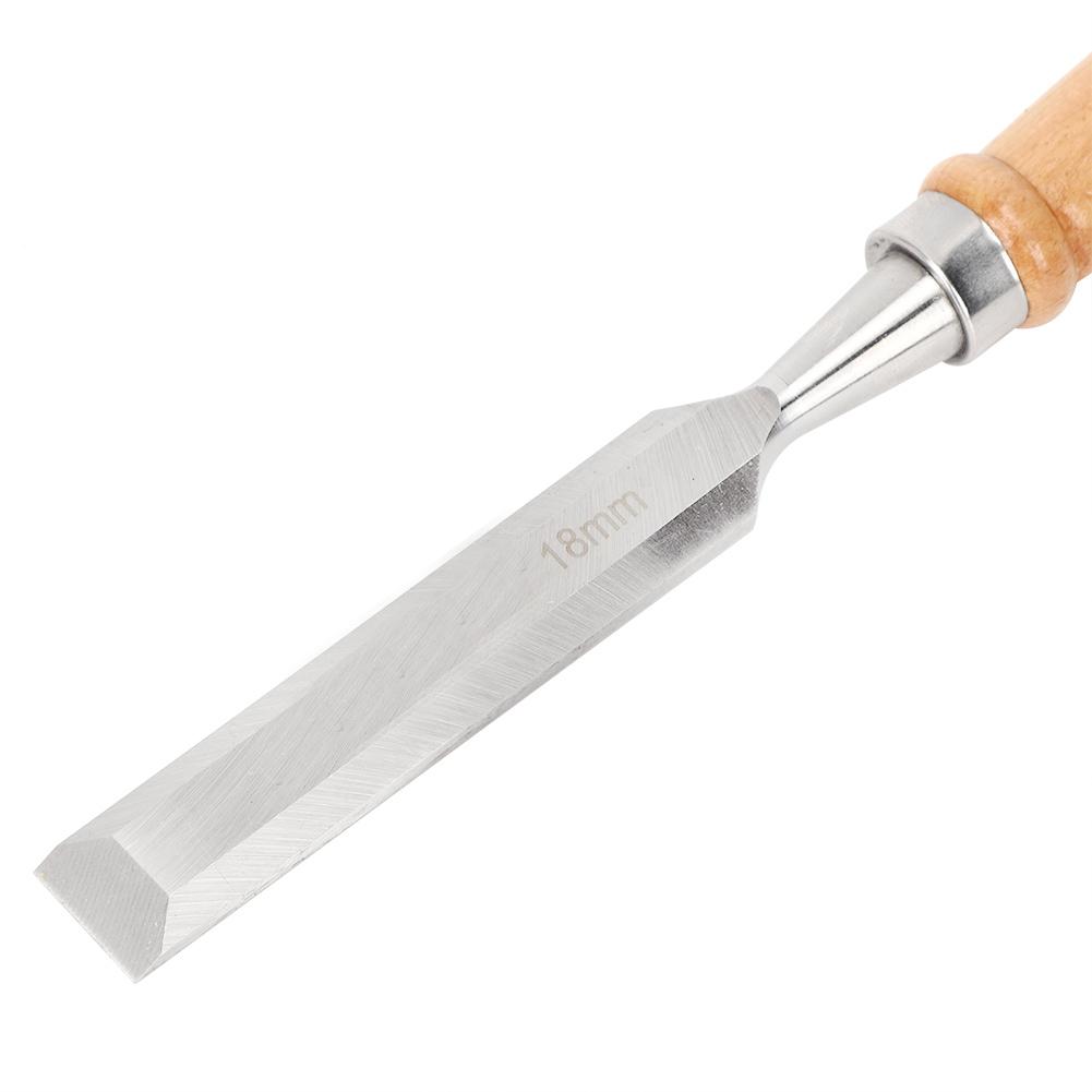 Flat Chisel Woodworking Accessory Wooden Handle Portable Industrial Supplies Cr V 18mm