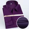 Men's Premium Non-Iron Pure Cotton Long Sleeve Formal Shirt with Spread Collar, No Pocket Plaid Striped for Business Casual Wear