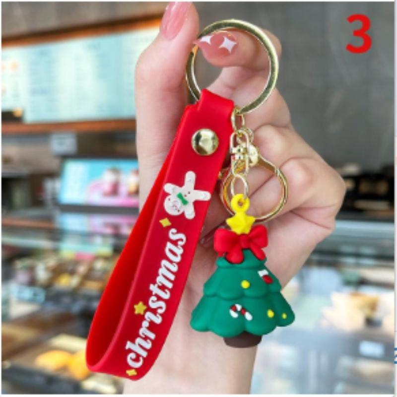 1 Pcs Santa Keychain Cartoon Claus Key Fob Cute Xmas Tree Keyring for Christmas Decoration Phone Backpack Purse Gift.