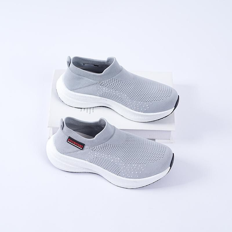 Women's Breathable Slip On Sneakers Summer Comfort Mesh Flying-Woven Low Top Casual Shoes Cushion Soft Soled Walking Shoes Lady
