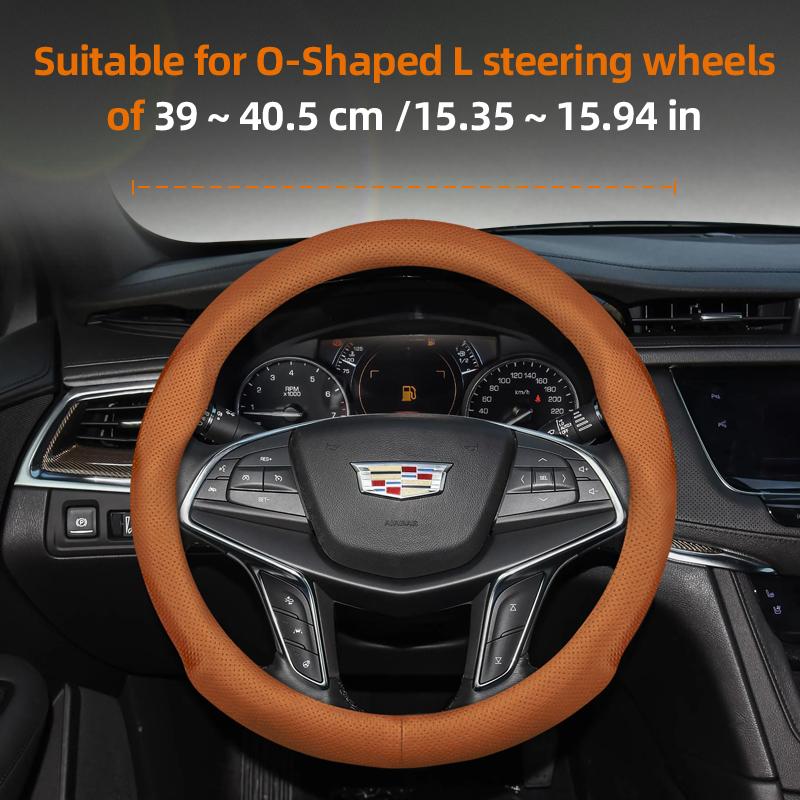 Suitable for Cadillac Ultra-Thin Breathable Leather Steering Wheel Cover Suitable for Cts 2013 Ct4 Carbon Interior Ct5 Xt5 Xt4 Xt6