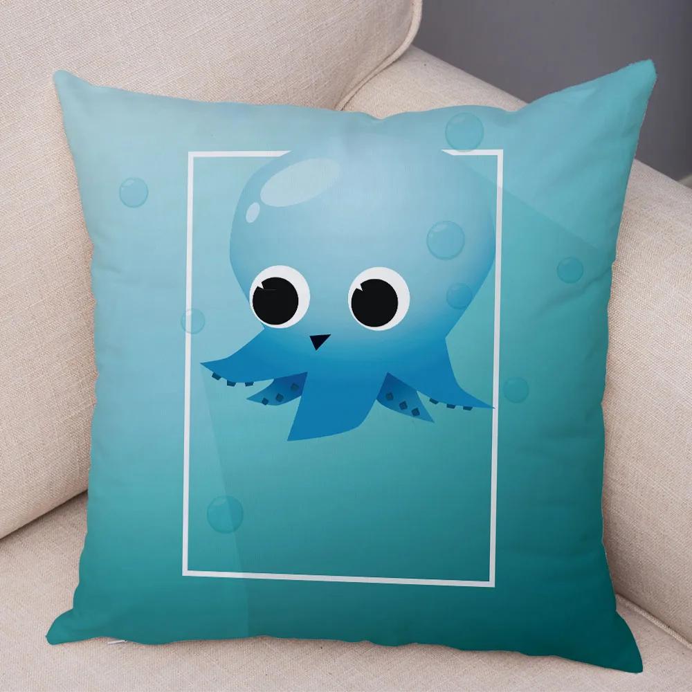 Cute Cartoon Animal Decoration Pillowcase Pig Bear Cow Shark  Sofa Room Cushion Cover Kindergarten Home