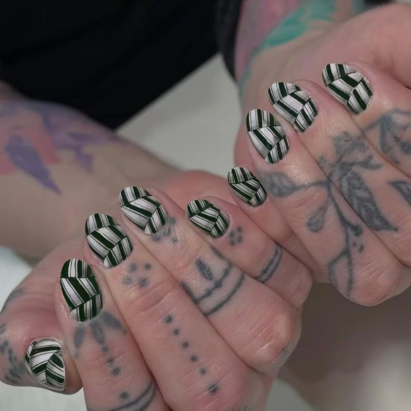 Polka Dot Press on Nails - Short Almond Fake Nails Press ons with Bow & Polka Dots Designs, Red Bow Nails Glossy Acrylic Full Cover Reusable Glue on Style-15