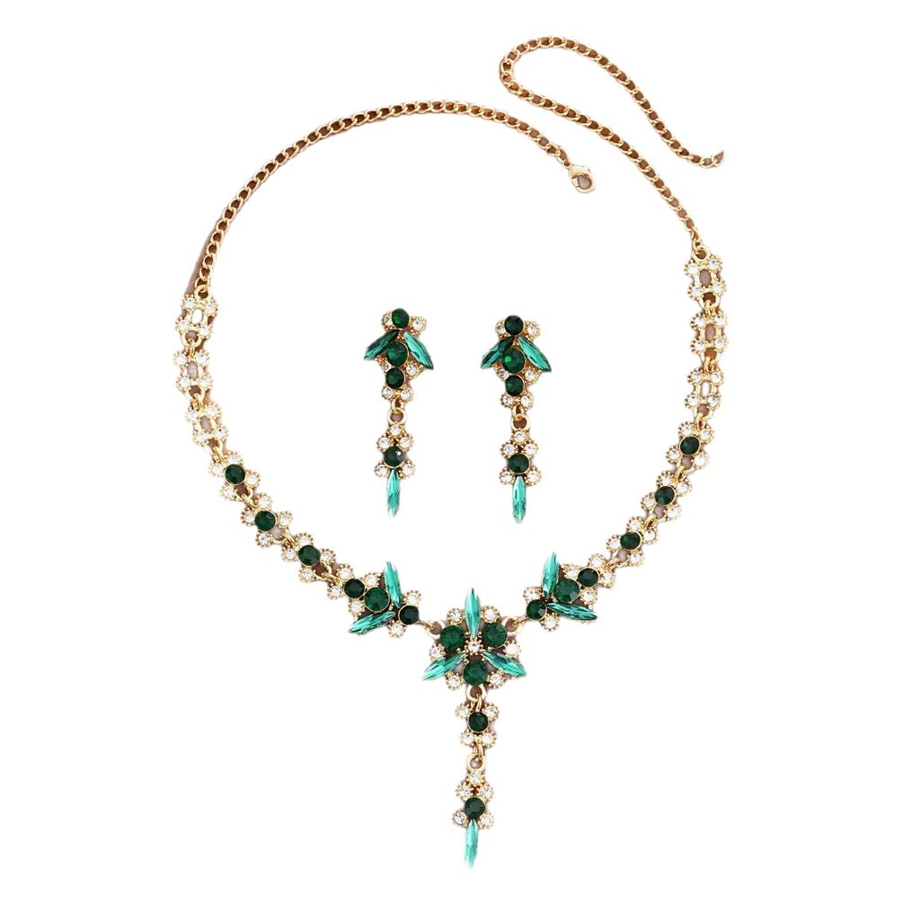 2026 Necklace Earrings Two-piece Set Premium Rhinestone Set Bridal Wedding Banquet Jewelry