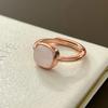 PANJBJ Anello Geometrico in Argento Sterling 925 con Giada di Hotan per Donna Ragazza Regolabile Gioielli Delicati Retrò Regalo di Compleanno Dropshipping
