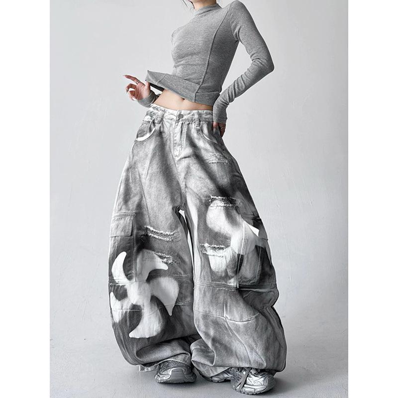 2025 Women s Winter Wide-Leg Printed Casual Pants - Slimming, Versatile, Straight Fit XL