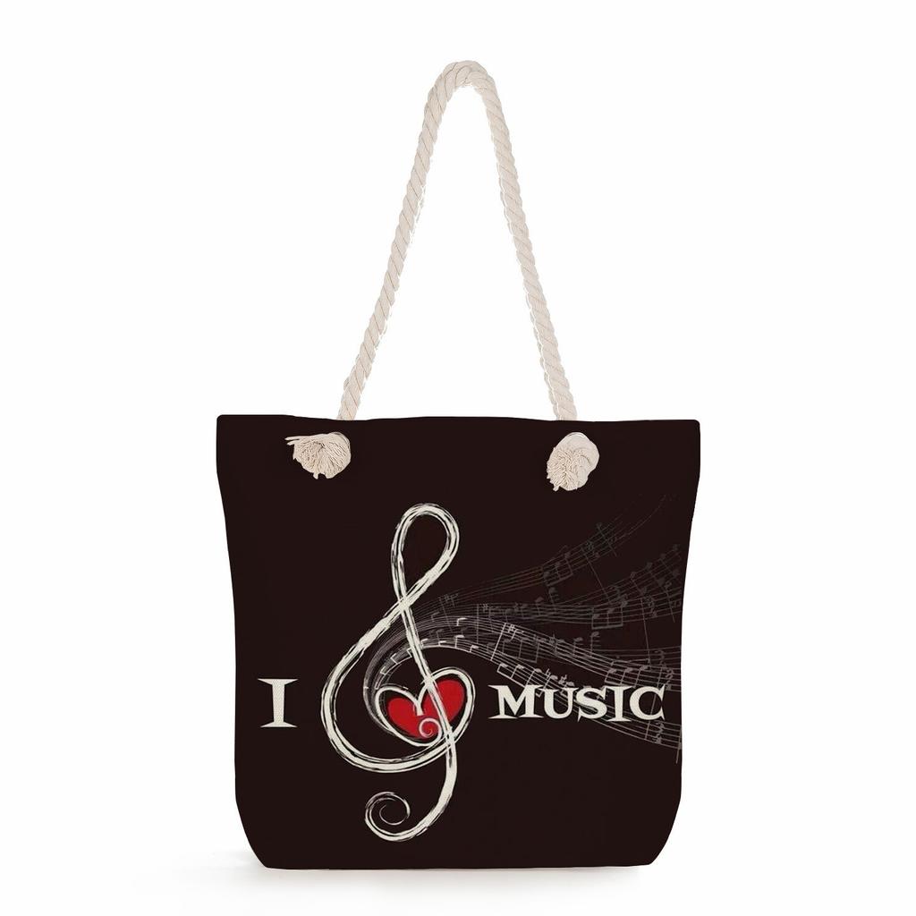 Multifunctional note Printed Thick Rope Shoulder Beach Bag Casual large capacity handbag 7611