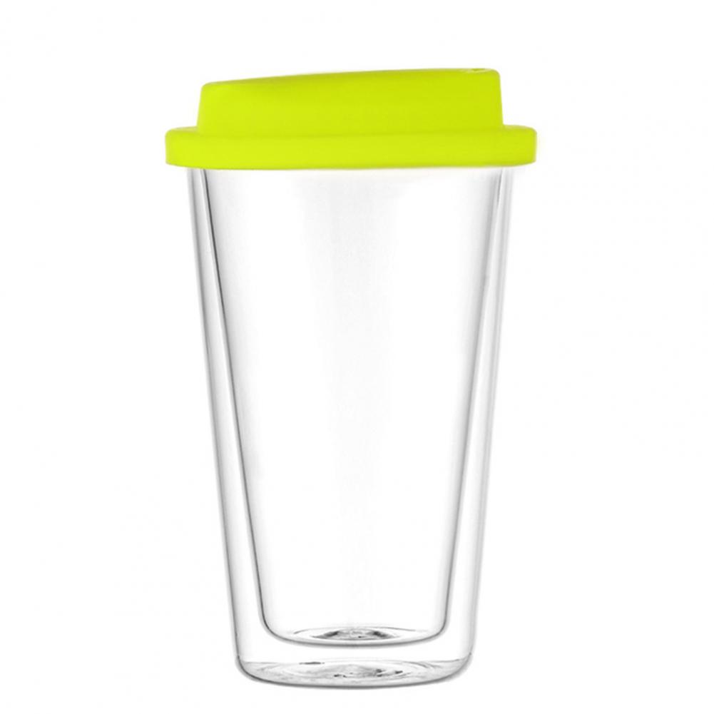 

Бутылка с двойными стенками объемом 350 мл из боросиликатного стекла с силиконовой крышкой, изолированный стакан для горячих и холодных напитков, чая, молока, кофе, кружка зелёный