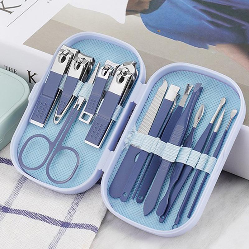 8/14/18pcs Nail Clipper Set Stainless Steel Manicure Pedicure Kit Portable Travel Case Earpick Nail File Foot Care Tool