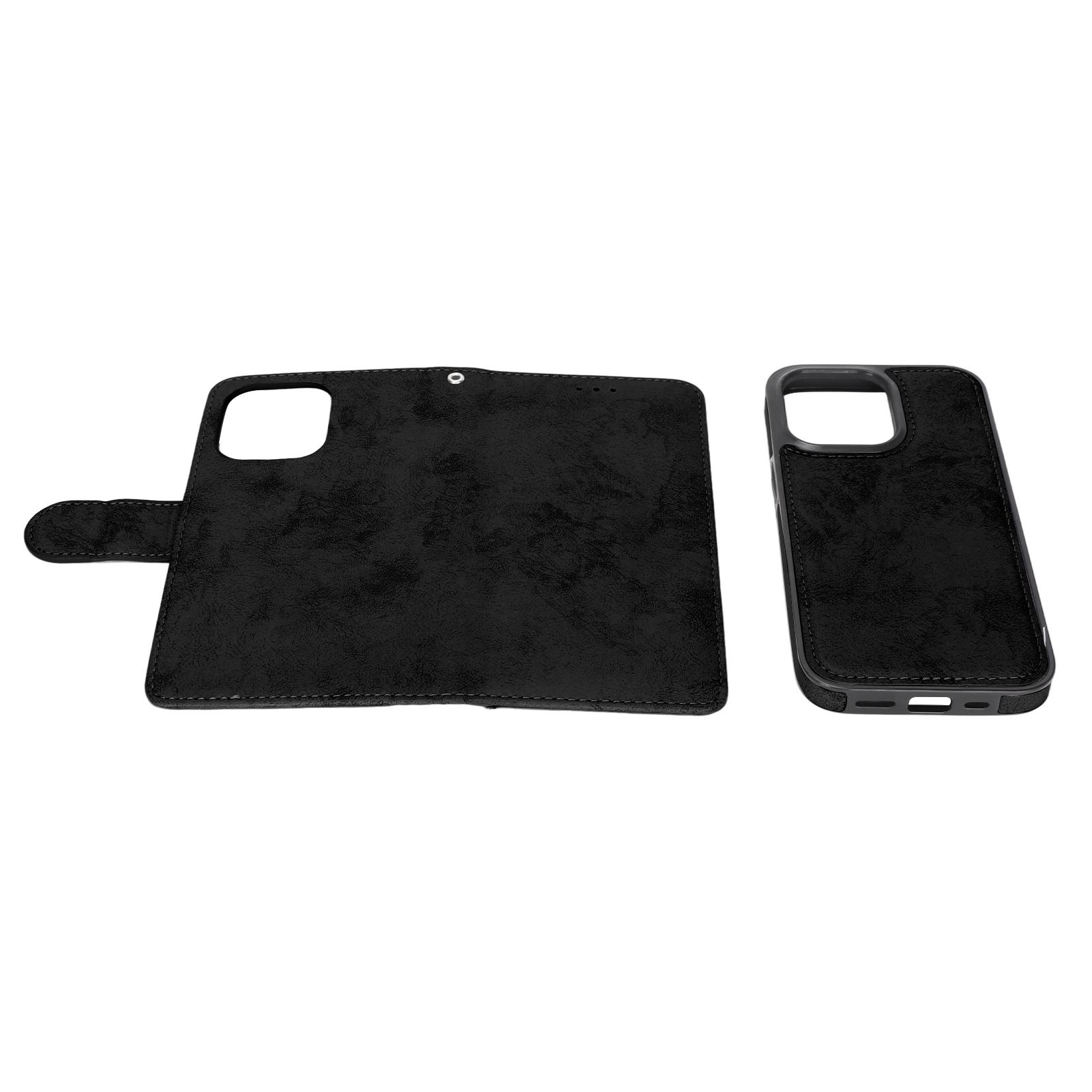 

2 in 1 Wallet Flip Phone Case Magnetic Removable Leather Phone Protective Case for IPhone 13 Pro Black чорний