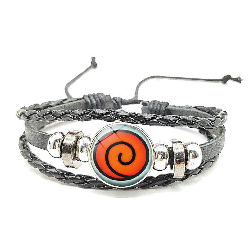 Naruto Mori Style Time Gem Multi-layer Black Leather Bracelet
