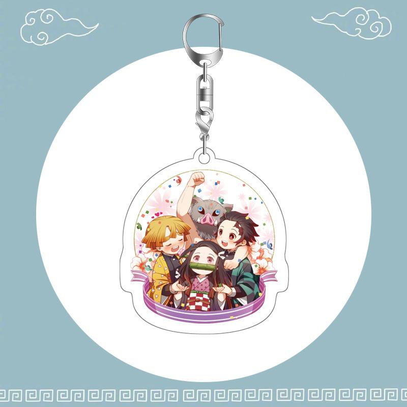 Anime Demon Slayer Keychain Acrylic Pendant Cartoon Accessory Dropshipping Support Custom Bulk Order Gift for Fans