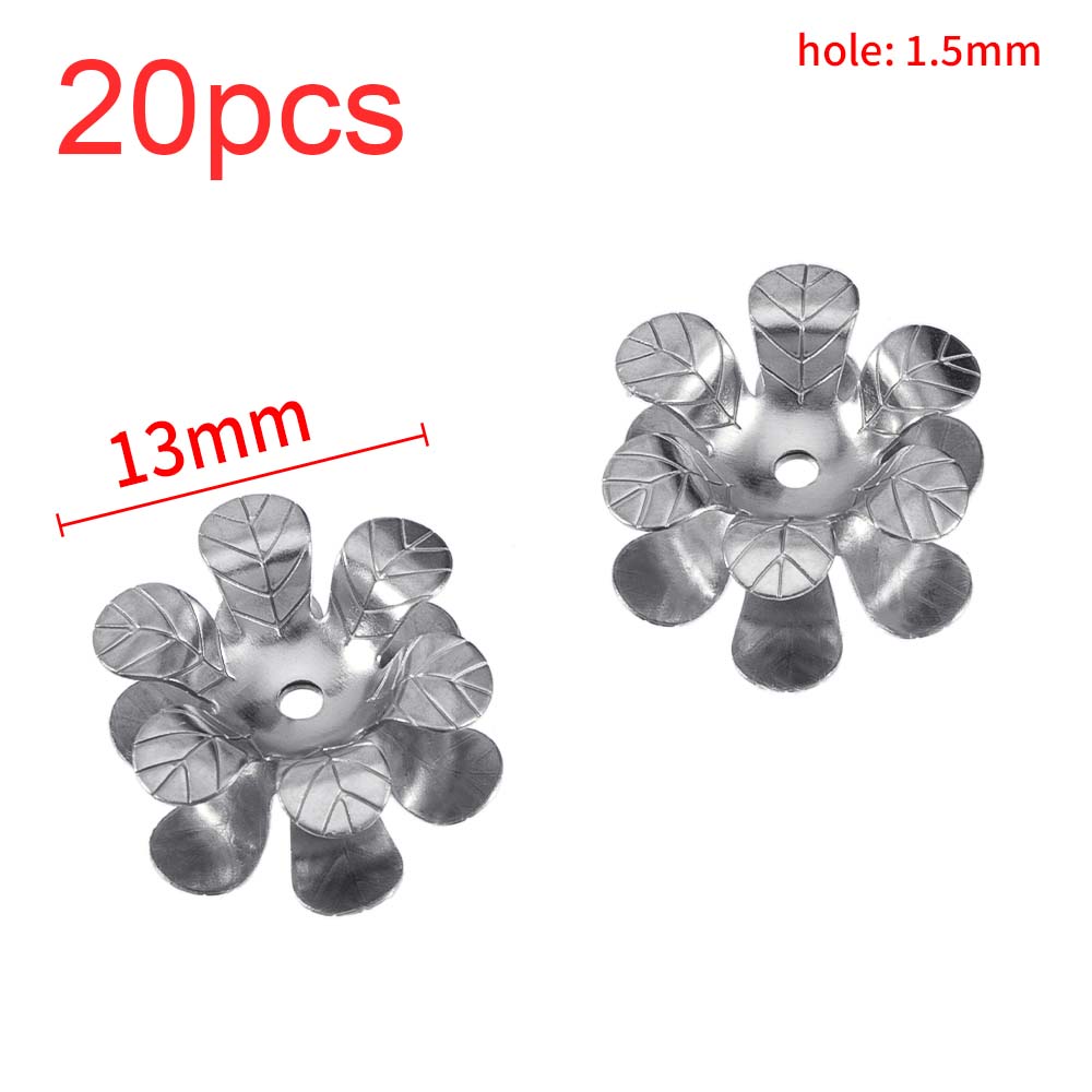 

20pcs 50pcs Stainless Steel Leaf Vein Pattern Flower Filigree Petal Spacer Beads Caps Charms End Bead Cup for DIY Jewelry Making
