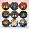 Tree of Life 8-Piece Wooden Heat-Insulating Non-Slip Coaster Set