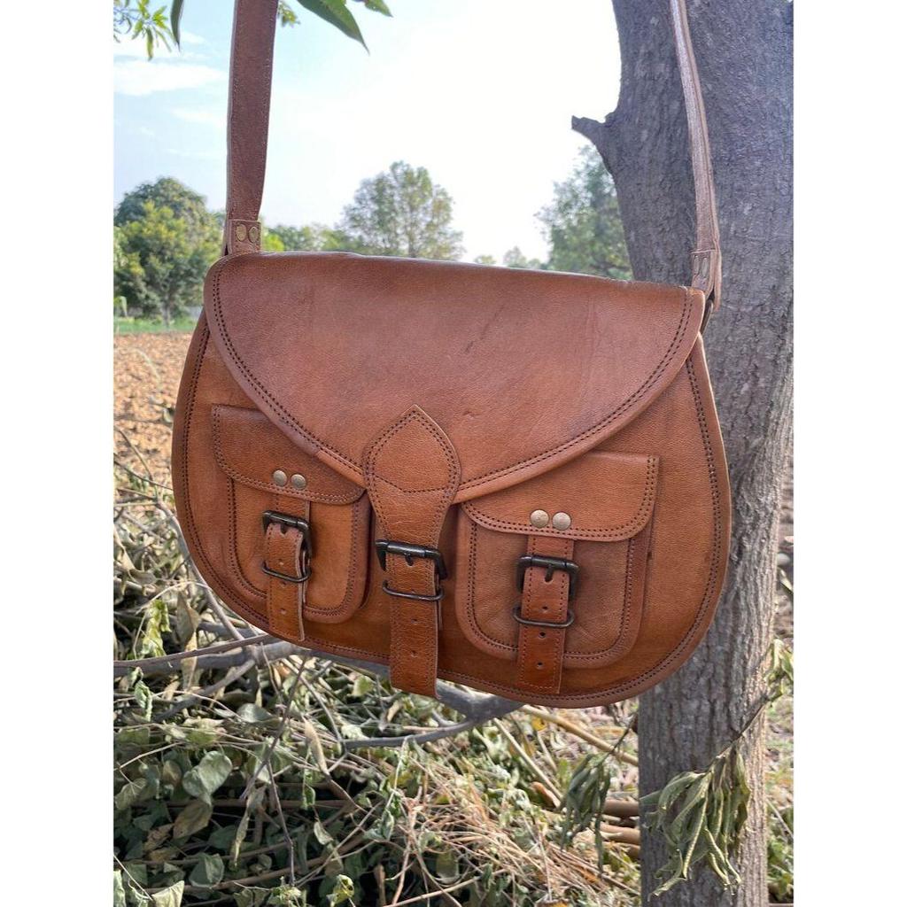 Leather Crossbody Saddle Bag: Vintage Handmade Shoulder Bag