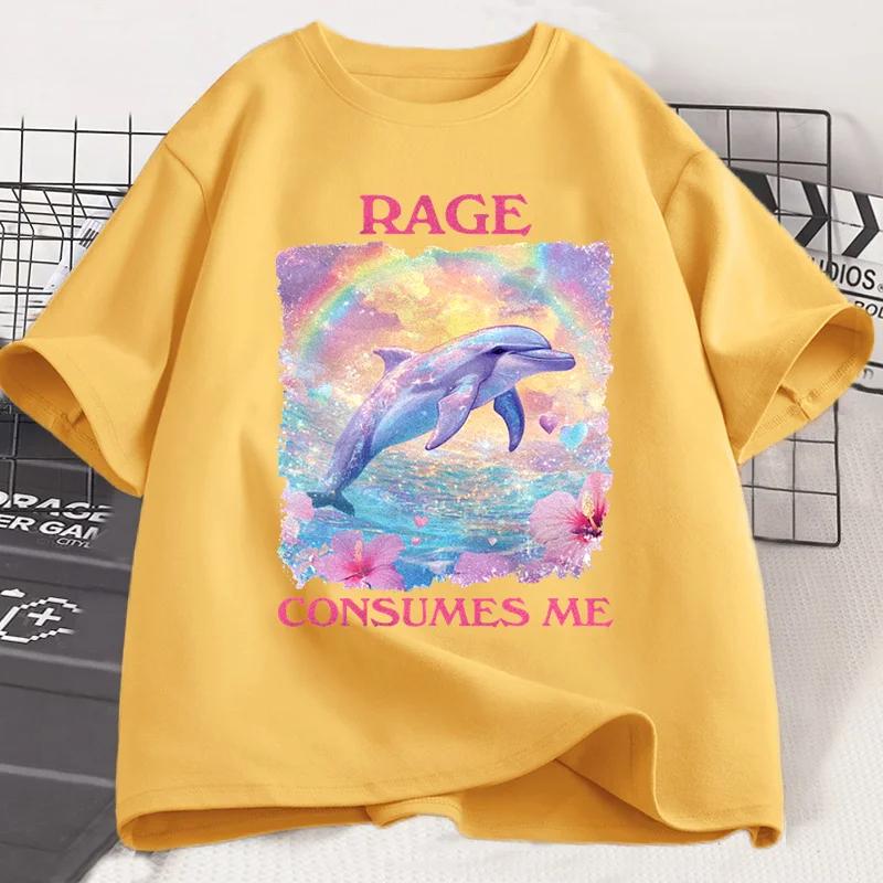 

Funny Rage Consumes Me T-shirt Short Sleeve Meme T Shirt Weird Silly Dolphin Vintage Tshirt Trending Women Designer Clothes 4XL