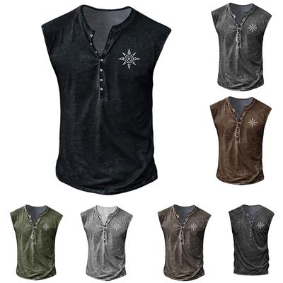Herre Sommer Surf Strand Tanktop Afslappet Åndbar Ærmeløs Top Løs Print Tanktop Mand Skjorte