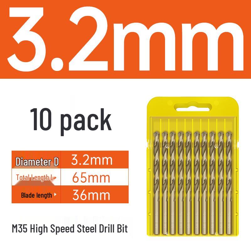 M35 Cobalt Twist Drill Bits Set for Stainless Steel, High Hardness, Straight Shank, Hand & Electric Drills