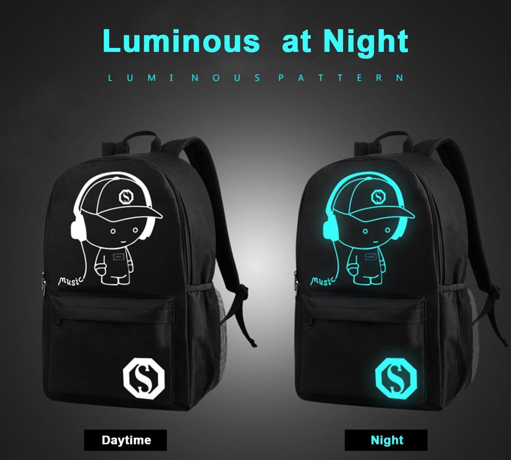 Kriture Luminous Backpack, Multifunctional, Waterproof, Large Capacity, Lightweight, for Men and Women, Suitable for Boys, Girls, Elementary, Middle,