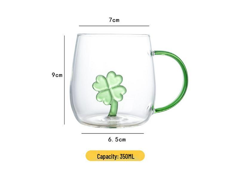 3D Cartoon Animal Glass Cup with Colored Handle - High Borosilicate Household Gift