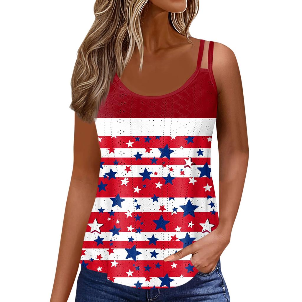 Women's Fashionable Casual Vest Printed U Neck Sleeveless Camisole Top