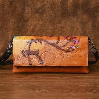 Retro Embossing Women Bag Genuine Leather Leisure Versatile Real Cowhide Small Shoulder & Crossbody Bags