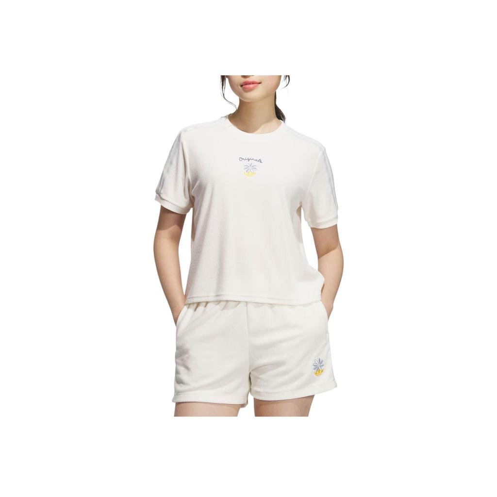 Adidas Originals Graphic Comfortable Casual Simple Letter Solid Color Versatile Striped Breathable Short Sleeve Regular T-Shirt Women Tops KB8960