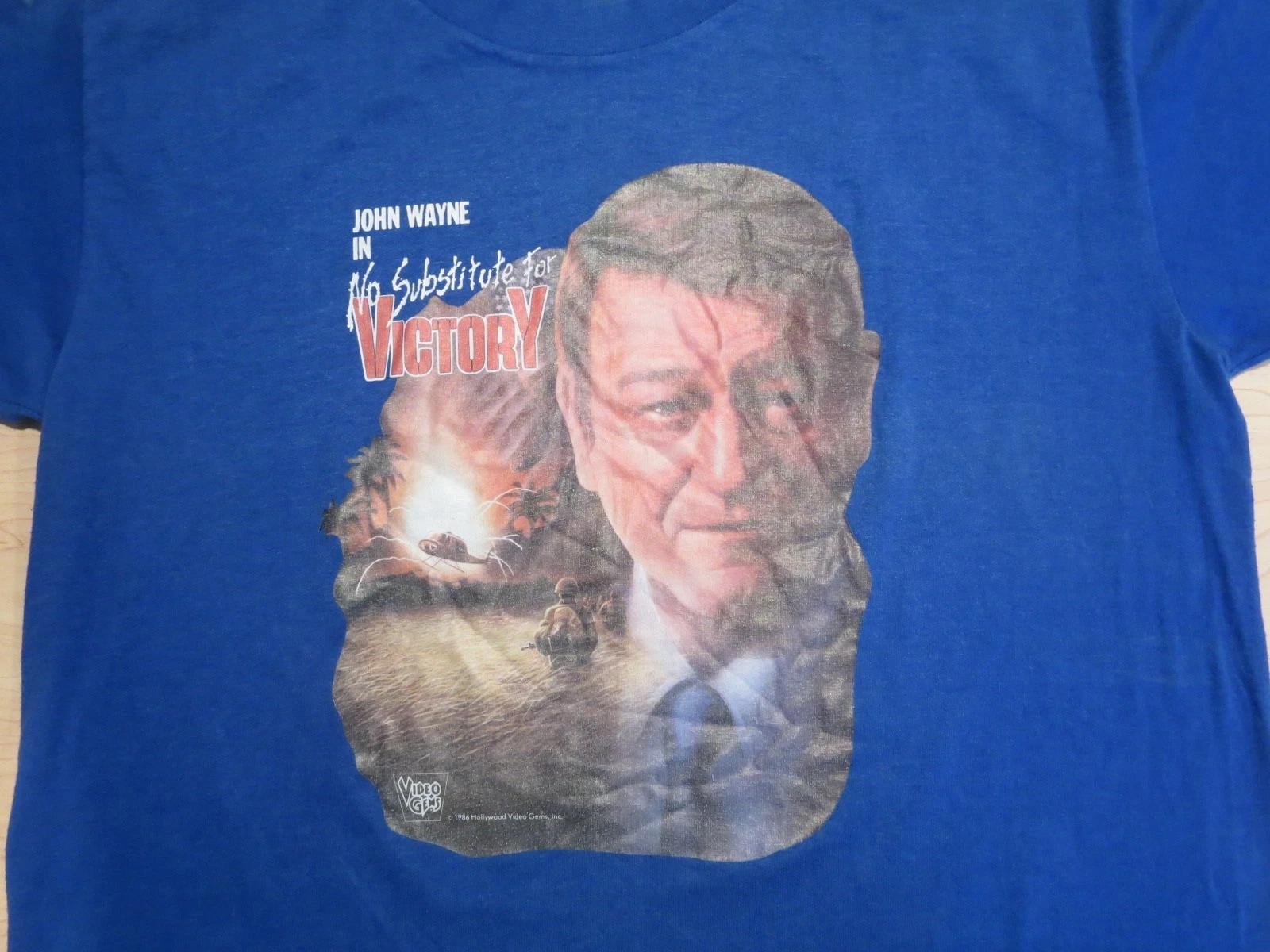 vintage 1986 NO SUBSTITUTE FOR VICTORY JOHN WAYNE MOVIE T-Shirt S single stitch XL