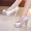 Size 32-43 Women High Heel Shoes Round Toe Thick Heel Wedding Party Shoes Platform Women Pumps Women Offfice Shoes 8cm/10cm/12cm