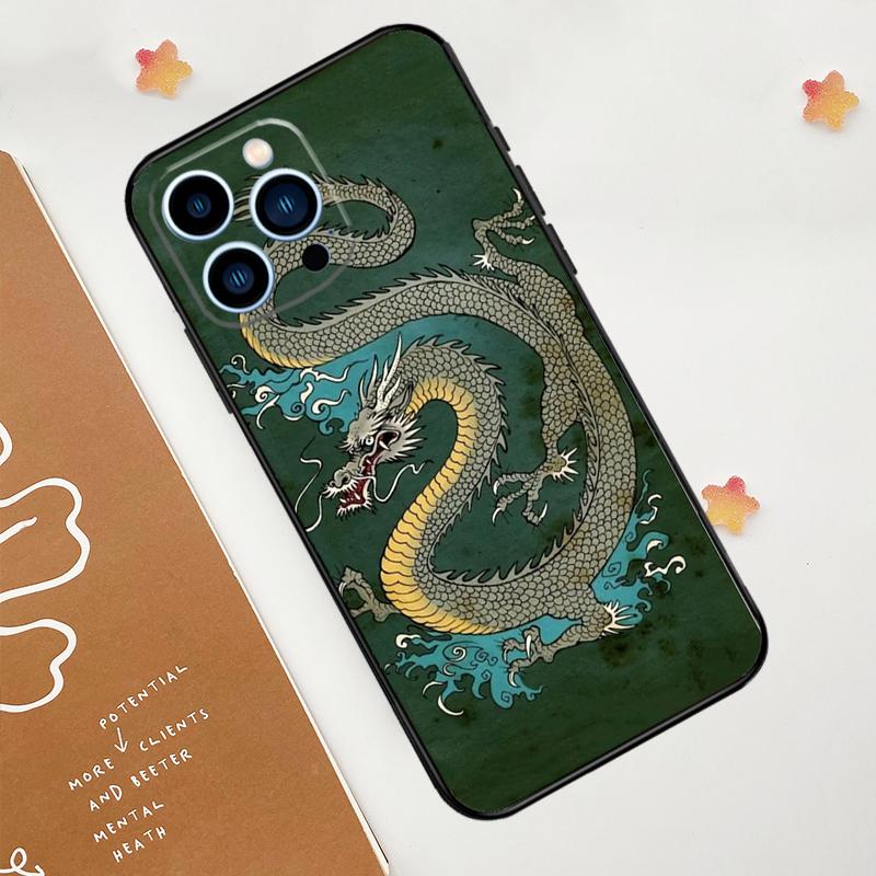 Chinese Style Crane Dragon Phone Case For iPhone 17 Pro Max 14 13 12 11 15 16 Pro Max Mini 16 Plus 16e 17 Air Funda