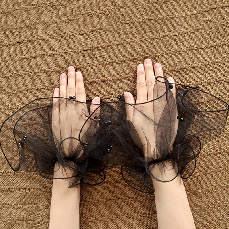 Elegant Beaded Pearl Mesh Sun Protection Sleeve for Wedding Dress