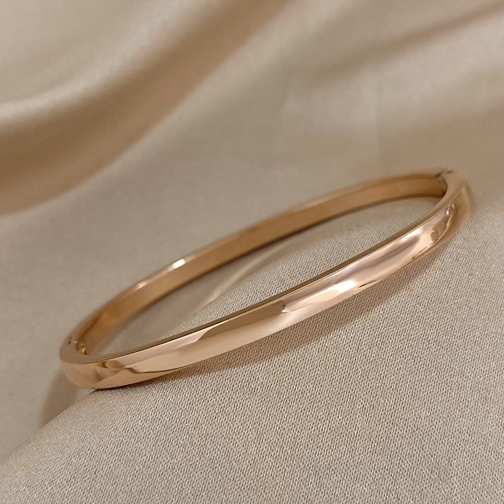 Greatera Jednoduchý Tenký 4mm Široký Náramek Manžeta Nerezová Ocel Originální Design Růžové Zlato/Stříbrná Barva Pánský Dámský Náramek Dárky Nový