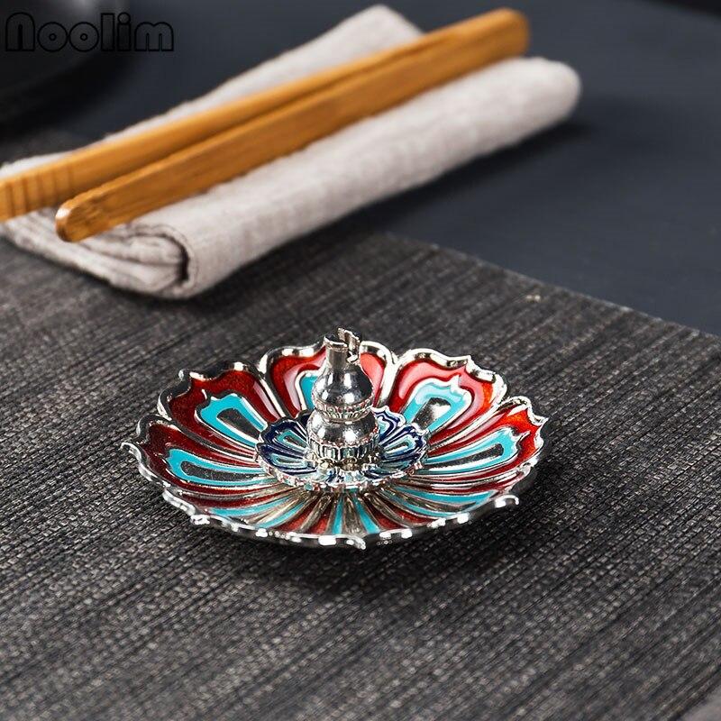 Bruciatore di incenso in metallo buddista zen tibetano, porta incenso resistente, porta bastoncini di incenso, incensiere portatile