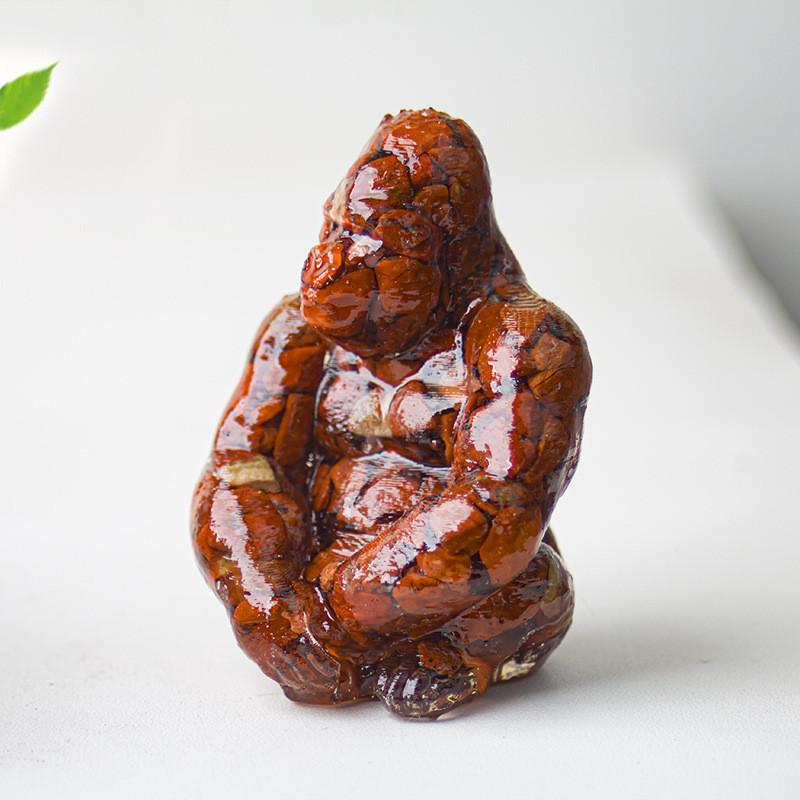 Statue de Gorille en Résine avec Pierres de Cristal Naturelles Pour Décoration de Bureau Cadeau Pour Amis