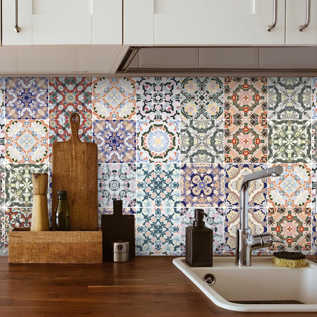 Böhmischer Wind Fliesen Küchenaufkleber Wasserdicht und Feuchtigkeitsbeständig Küchen- und Badezimmerwandaufkleber Verdicktes PVC Selbstklebend Keine Kleberückstände