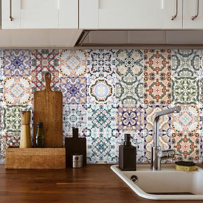 Bohemian Wind Tile Kitchen Sticker Waterproof And Moisture-Proof Kitchen And Bathroom Wall Sticker Thickened Pvc Self-Adhesive No Residual Glue