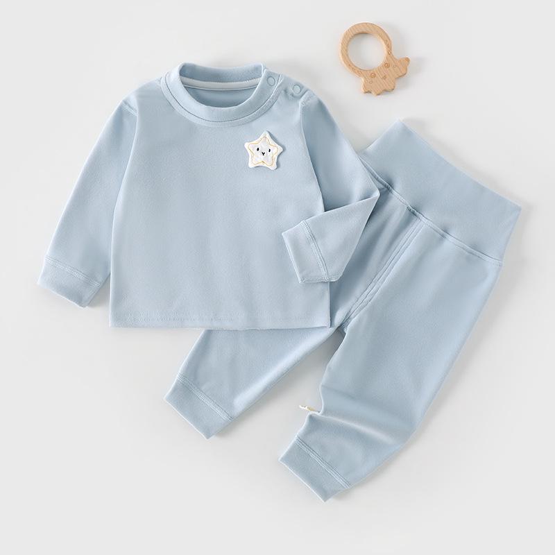 High-Waisted Baby Plush Long Johns Set - Warm Autumn/Winter Underwear for Boys & Girls