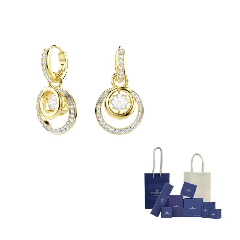 Swarovski Hyperbola Synthetic Cubic Zirconia Earrings Unisex White Original Brand Box And Bag белый