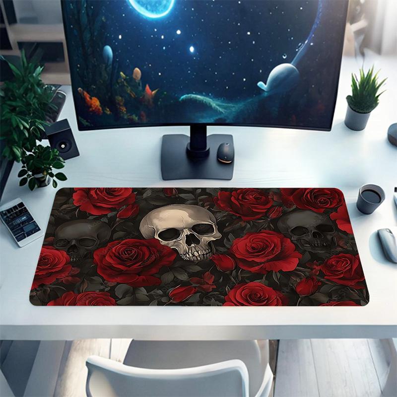 1PC Skull Roses Large Durable Mouse Pad Suitable for Office Desks, Gaming Desktops.Non-Slip Back P69