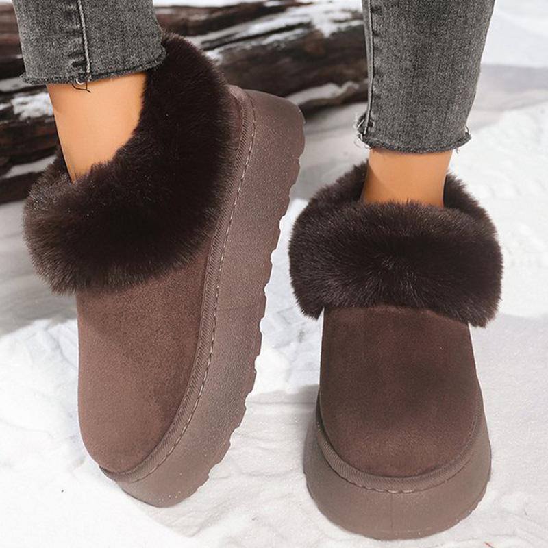 Μόδα Χειμώνας Μεγάλα Μεγέθη 44 Μπότες Χιονιού Γυναικείες Χοντρή Σόλα Ζεστές Μποτάκια μέχρι τον Αστράγαλο για Γυναίκα Άνετα Κοντά Βελούδινα Αντιανεμικά Μποτάκια Κυρίες