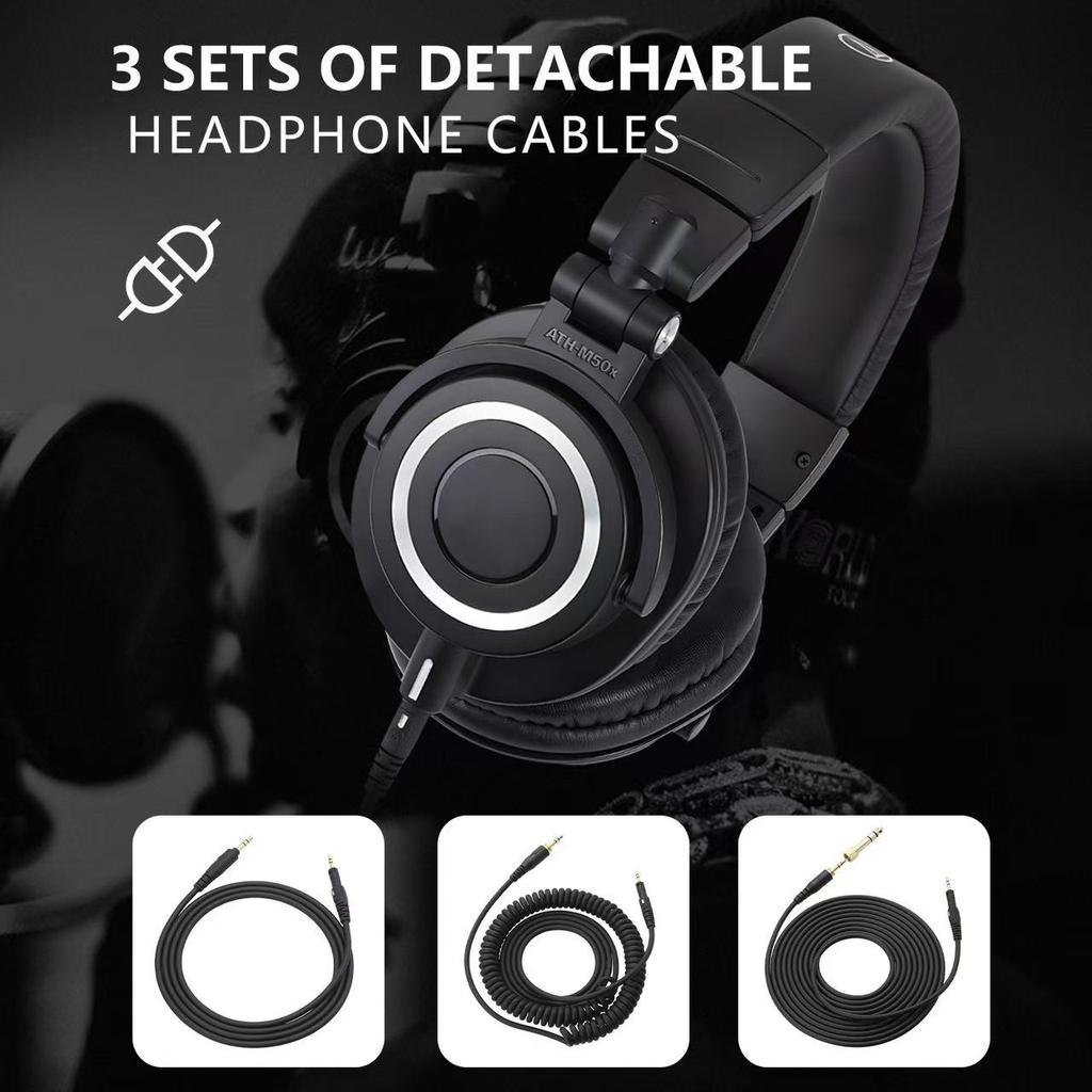 Audio-Technica ATH-M50x Fones de Ouvido Monitor de Estúdio Profissional Fones de Ouvido HIFI Profissionais Totalmente Fechados Fones de Ouvido para Música e Jogos