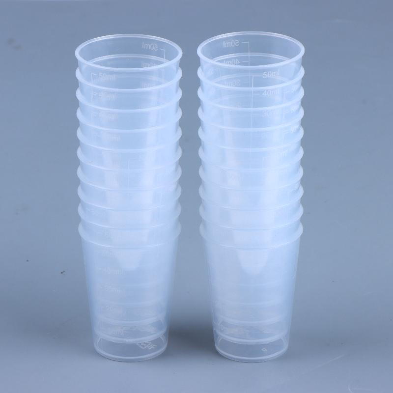 20Pcs Clear Graduated Measuring Cup Mini Plastic Laboratory Beaker Scale Graduated Transparent Mixing Cup Kitchen Baking