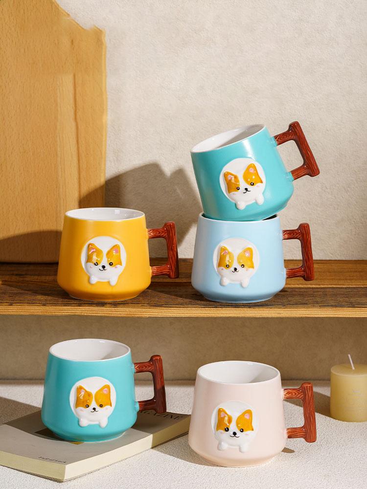 Cartoon Puppy Cute Ceramic Mug Breakfast Milk Cup For Home Use High-value Milk Cup Coffee Cup